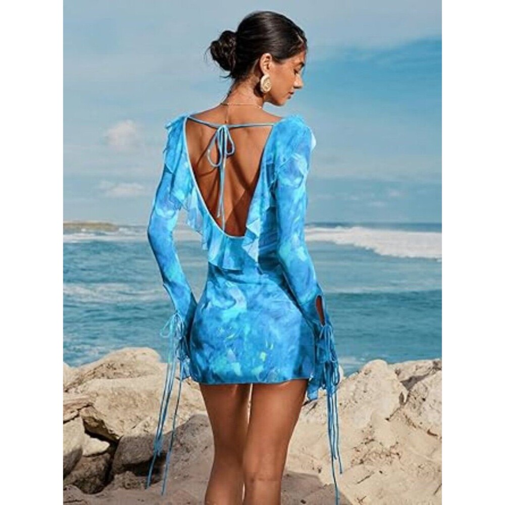 ZAFUL Womens Swimsuit Cover Up Dress Off Shoulder Hollow Coverup Bathing Suit - Picture 2 of 6